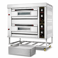 Oven Pizza Listrik Komersial Dua Tingkat, Promo Panas, 2/4/6 Loyang, Tegangan Sesuai Pesanan untuk Ekspor Timur Tengah dan Afrika