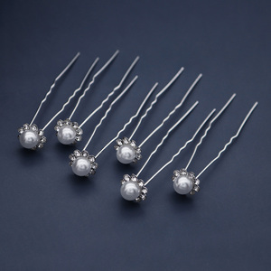 6 unids/pack de diamantes de imitación de pelo de la Boda nupcial de la boda Horquillas para el <span class=keywords><strong>cabello</strong></span> perla nupcial pelo Clip de <span class=keywords><strong>plata</strong></span> - Product Image 2
