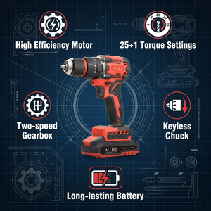 Perceuse sans fil 21V à couple élevé avec 2 batteries lithium-ion – Outil électrique professionnel pour OEM/ODM - Product Image 3