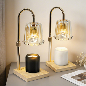 Lampe de table moderne avec abat-jour en verre jaune et base en bois, col flexible LED E14, 2700K, à intensité variable, pour la décoration de chambre - Product Image 3