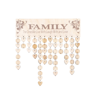 Plaque murale en bois poli Tailai pour Halloween, Noël, anniversaire, avec 100 étiquettes en bois, trous, <span class=keywords><strong>calendrier</strong></span> de rappel familial - Product Image 2