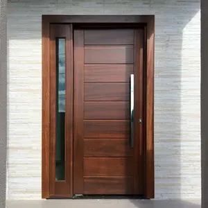 Prettywood Prehung Ngoại Thất Nhà Kính Hiện Đại Chèn Chính Lối Vào Cửa Trước Thiết Kế