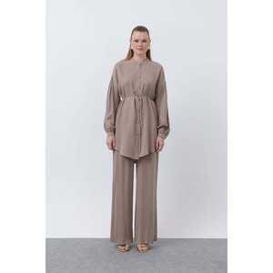 Ensemble tunique à col mandarin pour femme, manches longues, 14329TKS, pantalon large à jambe longue, tenue coordonnée - Product Image 3