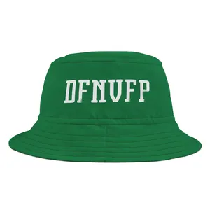 绿色棉织物宽边太阳帽印花或刺绣您自己的标志定制批发水桶帽