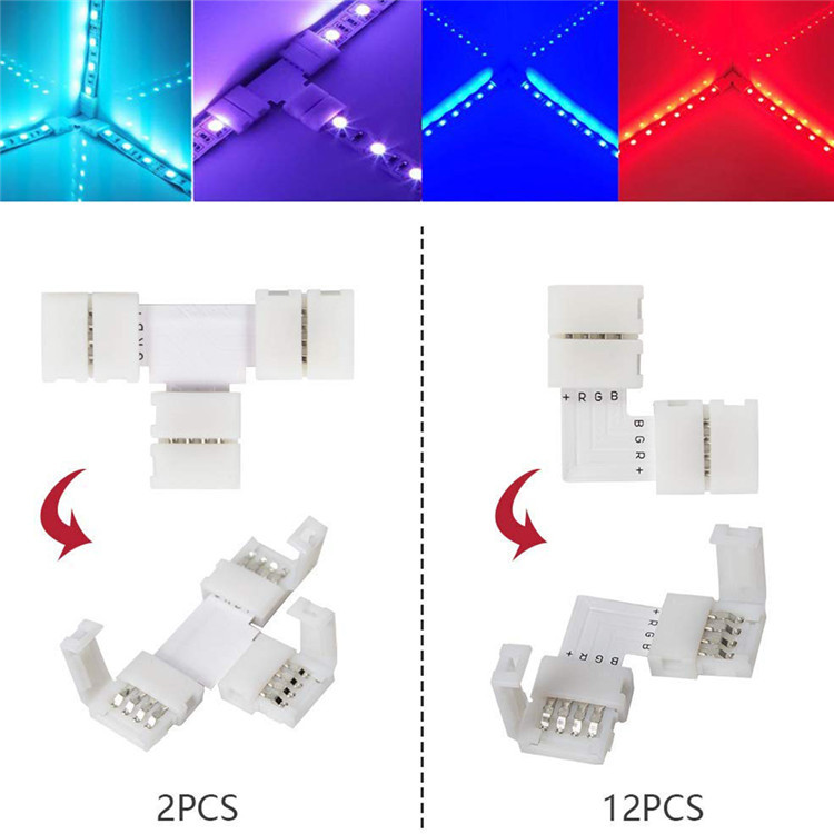 Set di 95 connettori per strisce LED a 4 pin, clip di montaggio a vite, connettori LED a 4 pin, scheda PCB tagliabile a forma di T, L e X per strisce