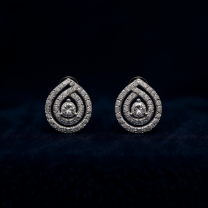 E1707 Orecchini in oro bianco con diamanti, taglio rotondo brillante, colore D, gioielli da sposa classici naturali da donna - Product Image 2