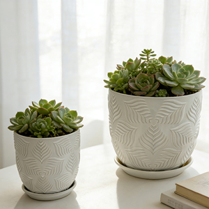 Pot de <span class=keywords><strong>fleurs</strong></span> cylindrique blanc moderne minimaliste de <span class=keywords><strong>grande</strong></span> <span class=keywords><strong>taille</strong></span> avec plateau pour plantation intérieure et extérieure, directement de l'usine chinoise - Product Image 2