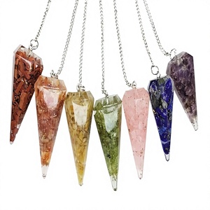Péndulos de Orgón Tallados Surtidos para Radiestesia y Reiki, con Piedras Semipreciosas, Artesanía de Chakra, Origen Gujarat - Product Image 1