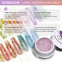 CaiXuan Euro ST Gel de construction floral printanier avec fleurs séchées naturelles et paillettes, Gel dur UV pour extension et sculpture d'ongles