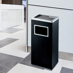 حاوية نفايات من الصين، سلة مهملات من الفولاذ المقاوم للصدأ للفنادق والردهات، مع منفضة سجائر - Product Image 3