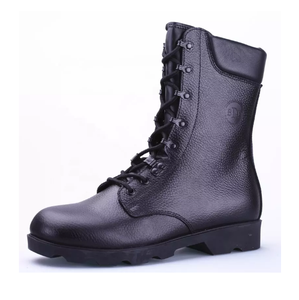 HBB0105 Botas Tácticas Largas de Cuero Genuino de Vaca, Personalizadas, Color Negro, con Superficie Grabada, Zapatos de Seguridad - Product Image 1