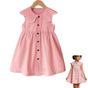 Abito Estivo Personalizzabile in Misto Lino e Cotone per Bambina, Vestito Casual e Comodo per Bambini, Abbigliamento all'Ingrosso - Product Image 3