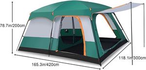 House Shaped Oxford Fabric 2 Bedrooms 1 Living Room Large Luxury Family 2-4 Person Four-Season <b>Waterproof</b> Portable Camping <b>Tent</b> - Product Image 2