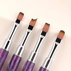 Pinceau à gel pour ongles avec manche en acrylique jaune et violet, en nylon, grand format, ovale, rond, plat, pour manucure française - Product Image 5