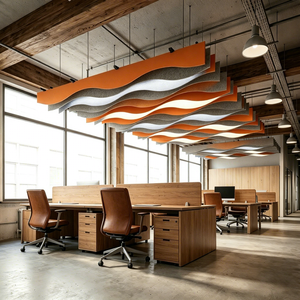 Panneau acoustique en forme de <span class=keywords><strong>vague</strong></span> pour plafond, matériau insonorisant ignifuge pour bureaux et cinémas - Product Image 1