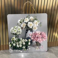 Nouvelle Décoration Murale Moderne : Art Mural Sculpté Sans Cadre en Porcelaine, Motif Papillon et Fleurs Nordiques, avec Cristaux et Cordes
