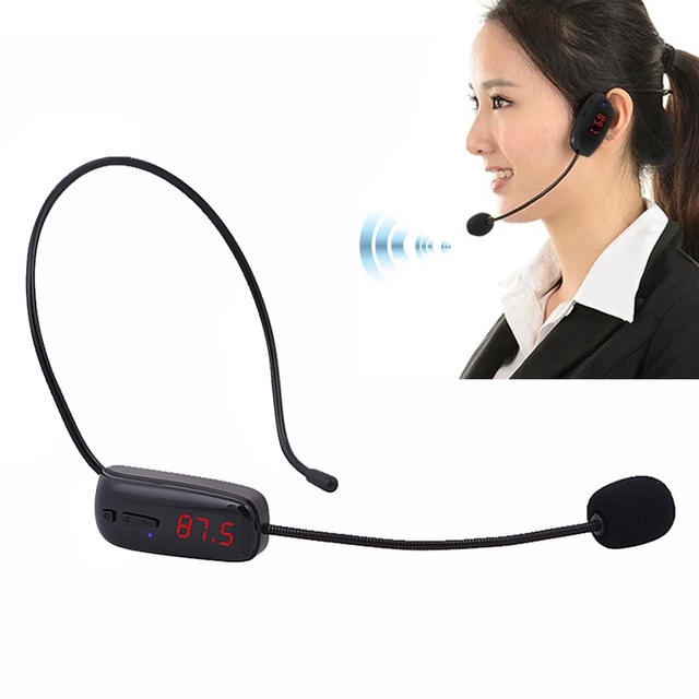 Portable FM Microphone Wireless Headset Small Amplifier Head-Worn Microphone