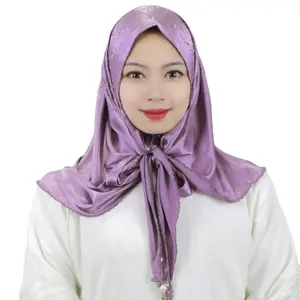 Elegant muslim wedding dress with stoles for women silk tassels triangle hijab scarf marocain rop islam