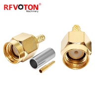 Connecteur Coaxial à Sertir Plaquée Or 50 Ohms en Laiton PTFE SMA-J-1.5 SMA-JW-1.5 SMA Mâle-Femelle pour Câbles RG174 RG316 LMR100
