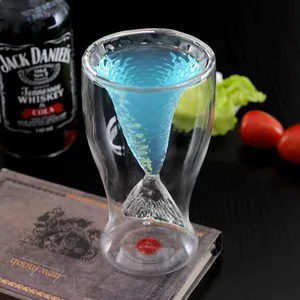 unique design high borosilicate glass double wall fish tail recycled glass cups