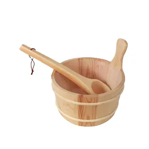 Sauna accessories wooden sauna spa bucket and ladle