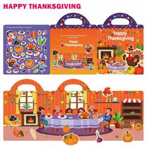 Livre d'autocollants réutilisables DIY pour enfants sur le thème de la récolte agricole d'automne et de Thanksgiving - Product Image 2