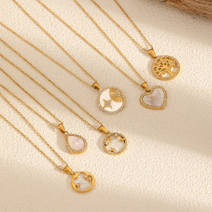 Collana lunga in acciaio inossidabile con zircone per donne di lusso di lusso con ciondolo a forma di conchiglia per anziani per maglioni - Product Image 2