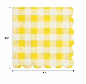 Serviettes en papier jaunes à carreaux, 50 pièces, 6,5 x 6,5 pouces, pour fête d'anniversaire, mariage, serviettes jetables jaunes à carreaux, directement de l'usine - Product Image 5