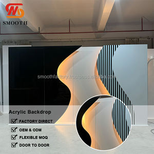 ฉากหลังอะคริลิคสีดำรูปตัว S แบบกำหนดเองสำหรับงานแต่งงานและงานอีเว้นท์ แผงตกแต่งเวทีเรียบเนียนสำหรับงานวันเกิด - Product Image 2