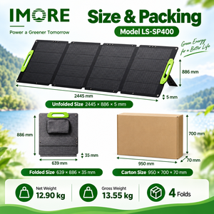 <b>Portable</b> Power Station <b>Solar</b> <b>Panel</b> 400W Foldable Monocrystalline ETFE IP67 with MC4 for Camping Travel and Outdoor Charging - Product Image 4