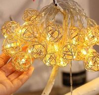Guirlande lumineuse LED à piles en métal de 1m/2m/3m/5m pour décoration extérieure de maison et de fêtes - Blanc chaud à intensité variable
