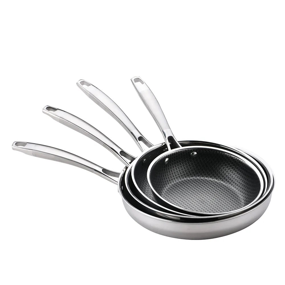 סיני 32 ס "מ רובדי תחריט דבש nonstick מחבת wok 304 נירוסטה עם מכסה