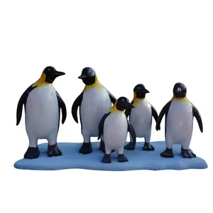 Estatua de pingüino FRP de tamaño natural, escultura de animales, estatua de Colonia de fibra de vidrio, animal de fibra de vidrio
