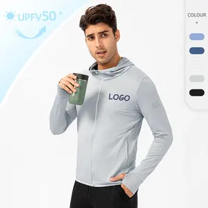 Custom Breath Outdoor Travel Upf 50 Long Sleeve Knitted Short Cool Men's Jackets Hooded Sunscreen Clothing Outdoor Walk Clothing