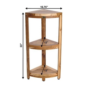 Estante de esquina de tres niveles, Banco de <span class=keywords><strong>ducha</strong></span> de madera de teca impermeable, taburete, silla de asiento para <span class=keywords><strong>ducha</strong></span> interior, estante de organización de almacenamiento - Product Image 5