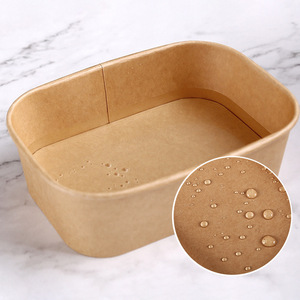 Cuenco rectangular de papel artesanal de grado alimenticio Minlo con tapa de PET transparente Diseño cuadrado para fideos y galletas - Product Image 2