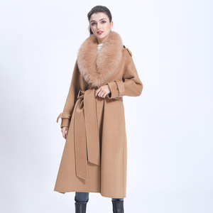 Popular Cashmere Winter Autumn <strong>Ladies</strong> Long Casual Korean Women Big Fur Collar Coat Women <strong>UK</strong> - Product Image 3
