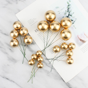 Frosted Gold And Silver Wishing Balls Round Cake Toppers Birthday Decorations Reusable Plastic Ornament For Party Venue Setup - Product Image 1