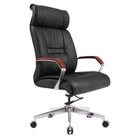 Fauteuil de bureau exécutif ergonomique en cuir véritable de luxe, pivotant, à dossier haut, minimaliste et réglable, pour la maison, le bureau et l'hôtel (vente en gros)