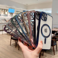 Coque de téléphone magnétique transparente de luxe pour Iphone 16 15 13 Pro Max coque magnétique prise en charge sans fil couverture de téléphone