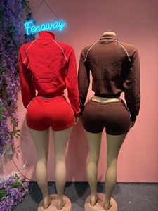 Nuovo Set Autunno 2026: Giacca con Zip e Pantaloncini, Alta Qualità, Manica Lunga in Cotone, Completo Due Pezzi per Donna - Product Image 2