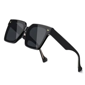 Square fashion trendy shades high quality Large thick sunglasses unisex women men polarized Acetate sunglasses 2024
