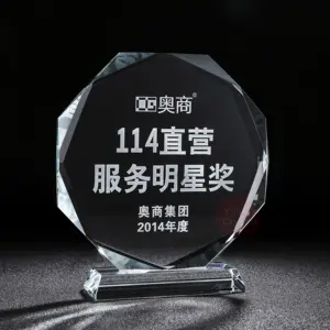 Customized Luxury Octagon Shape Crystal Trophy Crystal Award Business Official Souvenir Trophy