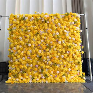 Décoration murale avec fleurs, panneaux muraux en fleurs artificielles en soie luxueuses et magnifiques, décoration de fond pour mariage et fête - Product Image 1