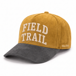 Casquette de baseball <span class=keywords><strong>en</strong></span> daim 5 panneaux de haute qualité avec logo personnalisé du fabricant, broderie 3D <span class=keywords><strong>en</strong></span> relief, visière incurvée, bicolore gris <span class=keywords><strong>moutarde</strong></span>, usage quotidien - Product Image 1