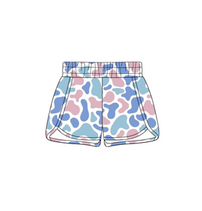 SS0856 Conjunto de Ropa para Niñas Pequeñas, Pantalones Cortos de Verano con Estampado de Camuflaje Azul y Rosa, Algodón y Spandex, Venta al Por Mayor - Product Image 1