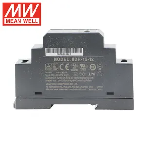 التيار الكهربائي Mean Well HDR-15-12 Din 15W 30W 60W 100W القضبان Din القضبان Smps التيار الكهربائي 12V