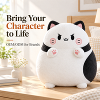 Coussin en peluche personnalisé en forme d'animal mignon, rond, en forme de chat, super doux, rembourré en coton PP, pour le repos ou la décoration