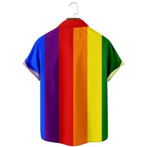 LGBTQ 게이 프라이드 셔츠 무지개 깃발 남성용 LGBT 버튼 다운 셔츠 - Product Image 4