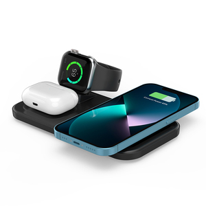 Justlink แท่นชาร์จไร้สายแบบเร็ว3-in-1 15W สำหรับ <span class=keywords><strong>iPhone</strong></span> 13 12 11 <span class=keywords><strong>XR</strong></span> 8สำหรับ <span class=keywords><strong>Airpods</strong></span> iWatch 5V/3A สำหรับชาร์จ - Product Image 1